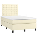 Boxspringbett mit Matratze & LED Creme 120x200 cm Kunstleder
