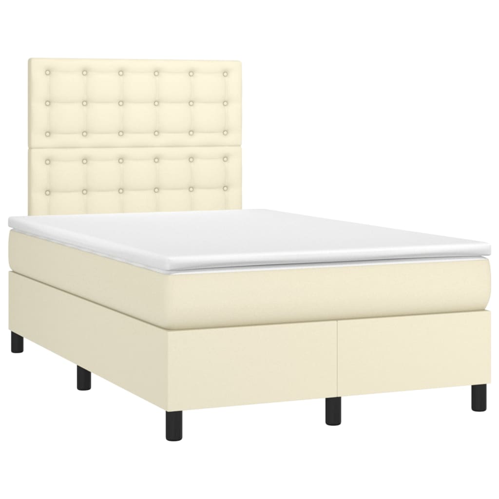 Boxspringbett mit Matratze & LED Creme 120x200 cm Kunstleder