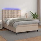 Boxspringbett mit Matratze & LED Cappuccino-Braun 140x190cm