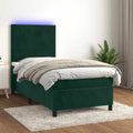 Boxspringbett mit Matratze & LED Dunkelgrün 90x190 cm Samt