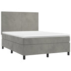 Boxspringbett mit Matratze & LED Hellgrau 140x190 cm Samt