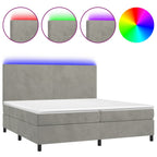 Boxspringbett mit Matratze & LED Hellgrau 200x200 cm Samt