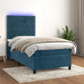 Boxspringbett mit Matratze & LED Dunkelblau 90x200 cm Samt