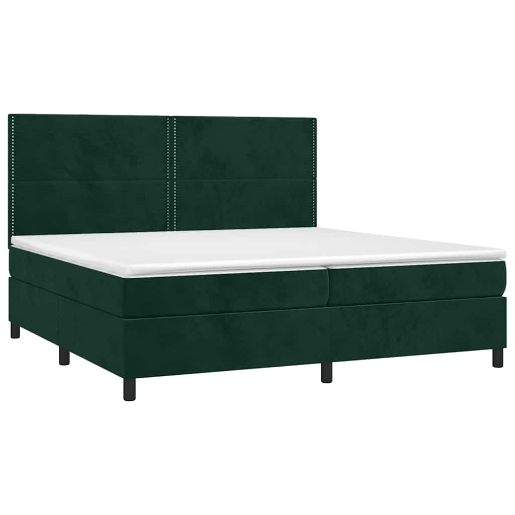 Boxspringbett mit Matratze & LED Dunkelgrün 200x200 cm Samt