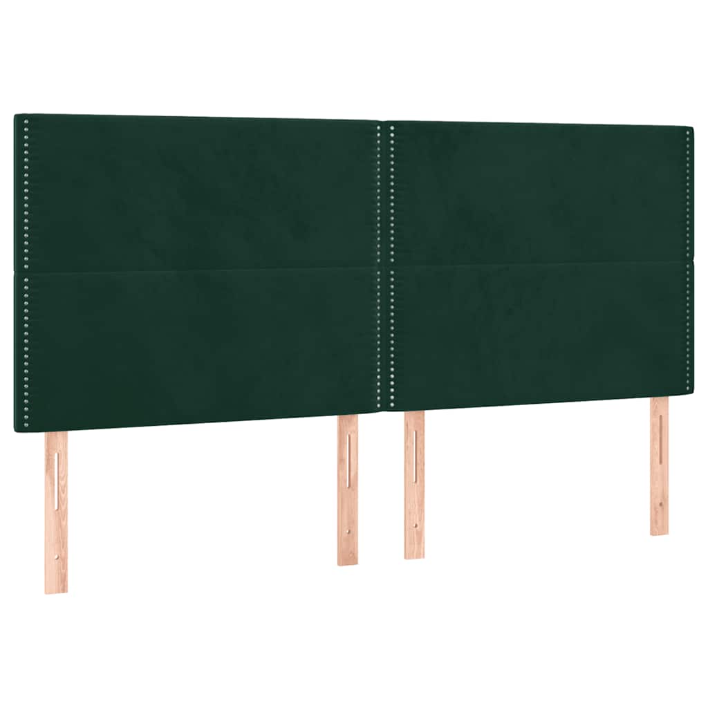 Boxspringbett mit Matratze & LED Dunkelgrün 200x200 cm Samt