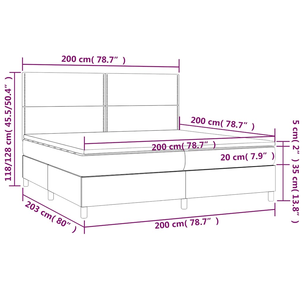 Boxspringbett mit Matratze & LED Dunkelgrün 200x200 cm Samt