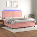 Boxspringbett mit Matratze & LED Rosa 200x200 cm Samt