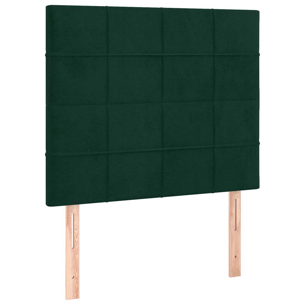 Boxspringbett mit Matratze & LED Dunkelgrün 90x200 cm Samt