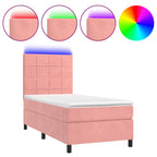 Boxspringbett mit Matratze & LED Rosa 90x200 cm Samt