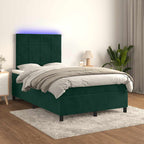 Boxspringbett mit Matratze & LED Dunkelgrün 120x200 cm Samt