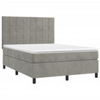 Boxspringbett mit Matratze & LED Hellgrau 140x200 cm Samt