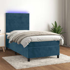 Boxspringbett mit Matratze & LED Dunkelblau 90x200 cm Samt