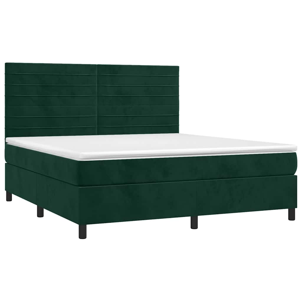 Boxspringbett mit Matratze & LED Dunkelgrün 180x200 cm Samt
