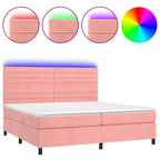 Boxspringbett mit Matratze & LED Rosa 200x200 cm Samt