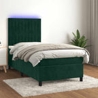 Boxspringbett mit Matratze & LED Dunkelgrün 90x190 cm Samt