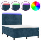 Boxspringbett mit Matratze & LED Dunkelblau 140x190 cm Samt