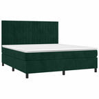 Boxspringbett mit Matratze & LED Dunkelgrün 160x200 cm Samt