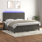 Boxspringbett mit Matratze & LED Dunkelgrau 200x200 cm Samt