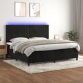 Boxspringbett mit Matratze & LED Schwarz 200x200 cm Samt