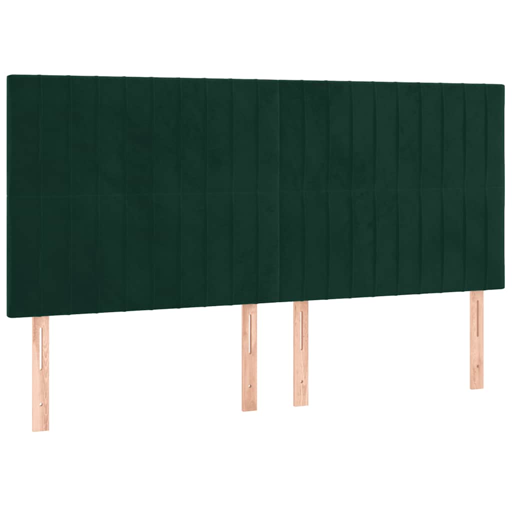 Boxspringbett mit Matratze & LED Dunkelgrün 200x200 cm Samt