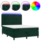 Boxspringbett mit Matratze & LED Dunkelgrün 140x200 cm Samt
