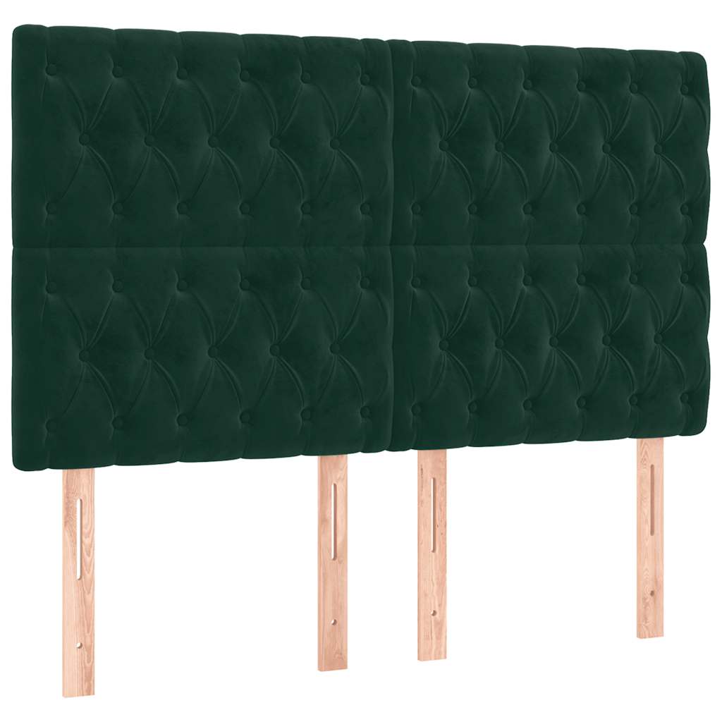 Boxspringbett mit Matratze & LED Dunkelgrün 140x200 cm Samt
