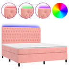 Boxspringbett mit Matratze & LED Rosa 160x200 cm Samt