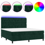 Boxspringbett mit Matratze & LED Dunkelgrün 180x200 cm Samt