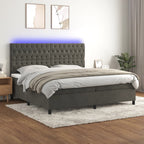 Boxspringbett mit Matratze & LED Dunkelgrau 200x200 cm Samt