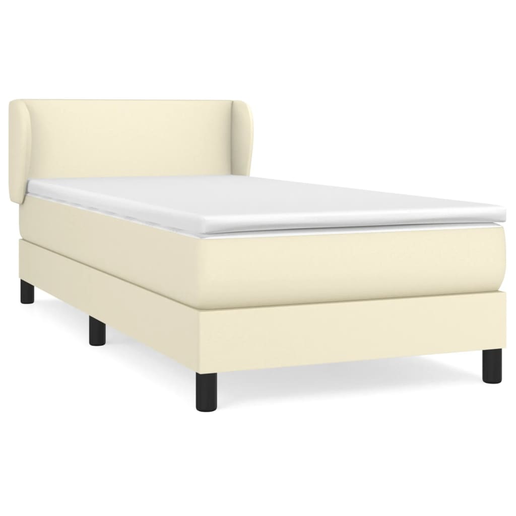 Boxspringbett mit Matratze Creme 80x200 cm Kunstleder