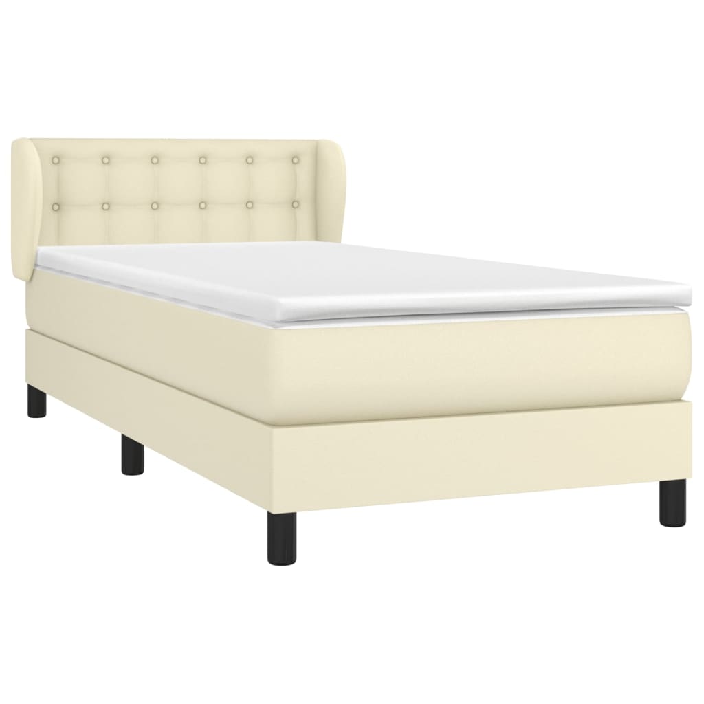 Boxspringbett mit Matratze Creme 90x190 cm Kunstleder