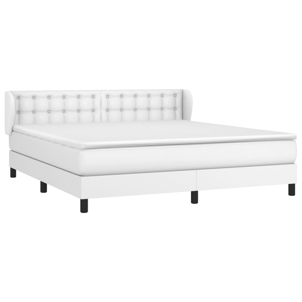 Boxspringbett mit Matratze Weiß 160x200 cm Kunstleder