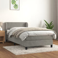 Boxspringbett mit Matratze Hellgrau 100x200 cm Samt