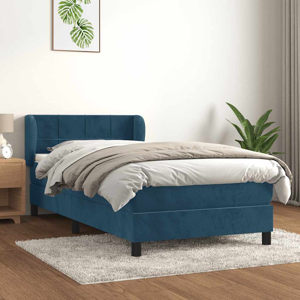 Boxspringbett mit Matratze Dunkelblau 80x200 cm Samt