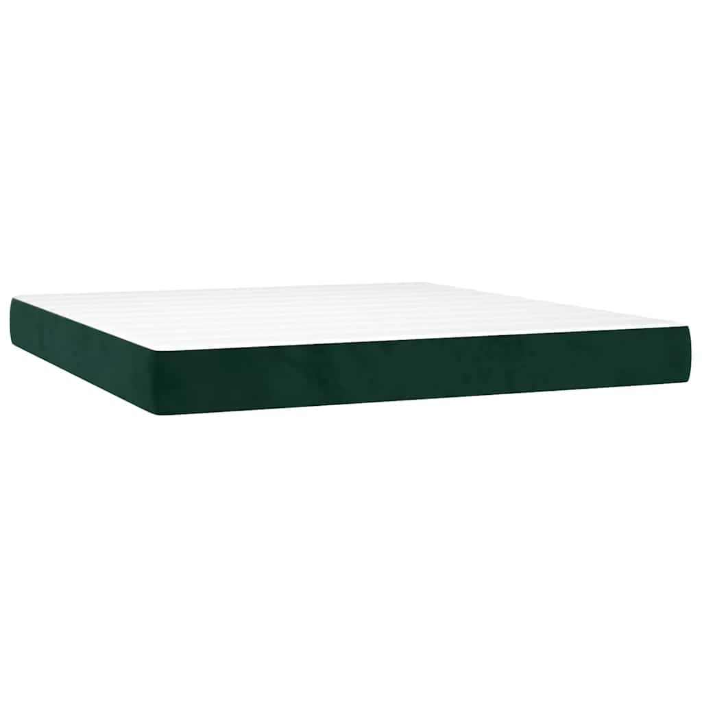 Boxspringbett mit Matratze Dunkelgrün 180x200 cm Samt