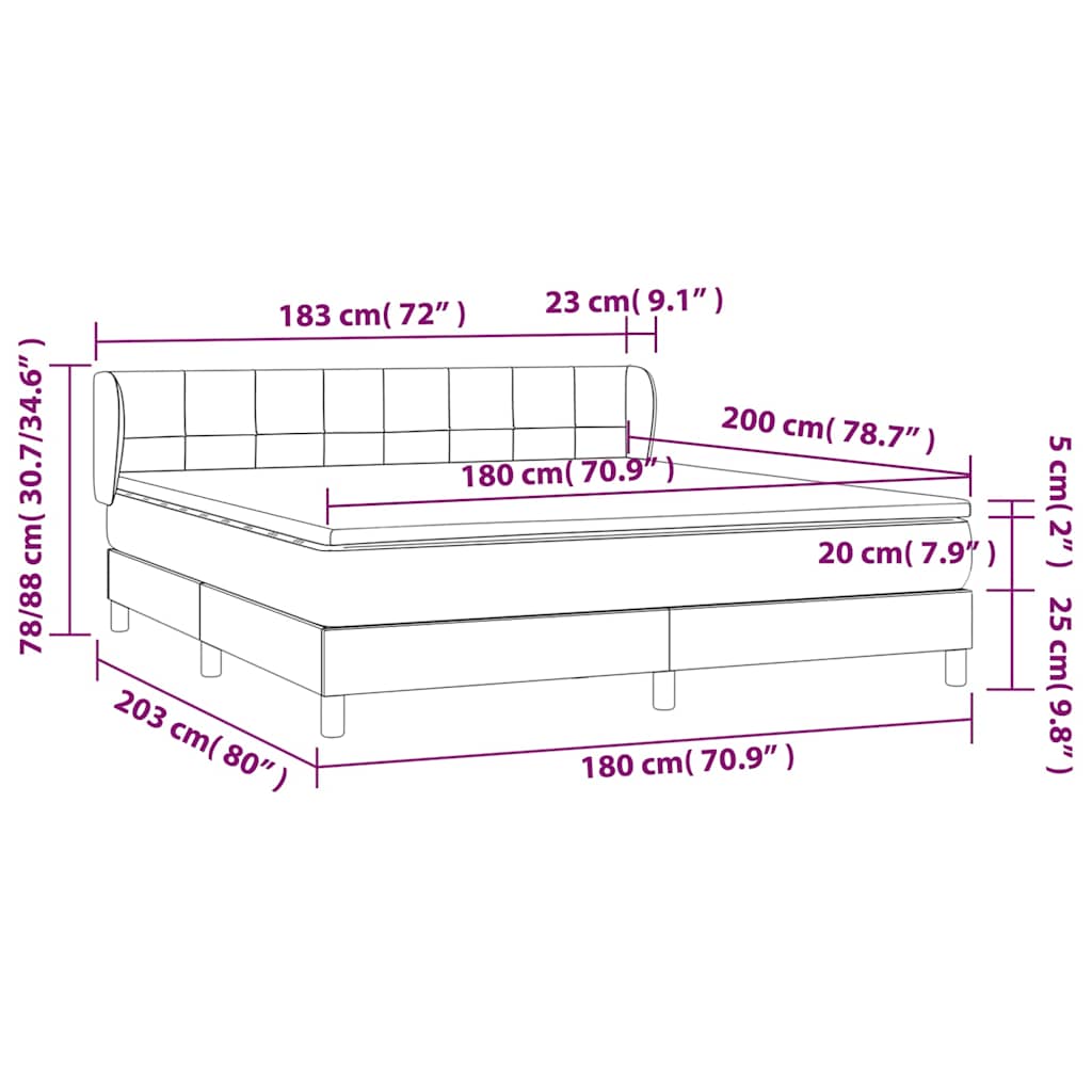 Boxspringbett mit Matratze Dunkelgrün 180x200 cm Samt