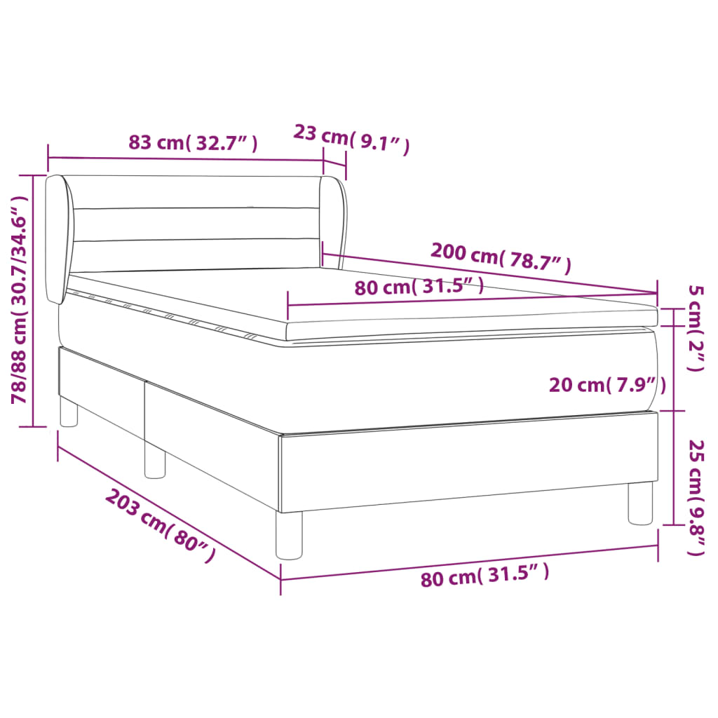 Boxspringbett mit Matratze Rosa 80x200 cm Samt