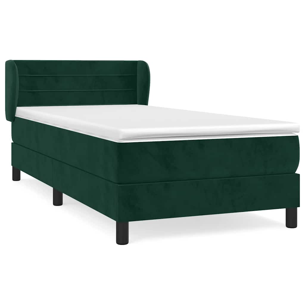 Boxspringbett mit Matratze Dunkelgrün 90x190 cm Samt