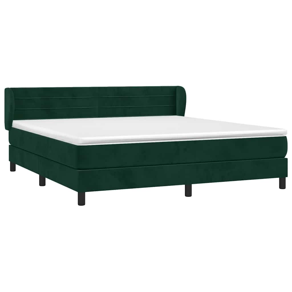 Boxspringbett mit Matratze Dunkelgrün 160x200 cm Samt