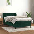 Boxspringbett mit Matratze Dunkelgrün 90x190 cm Samt