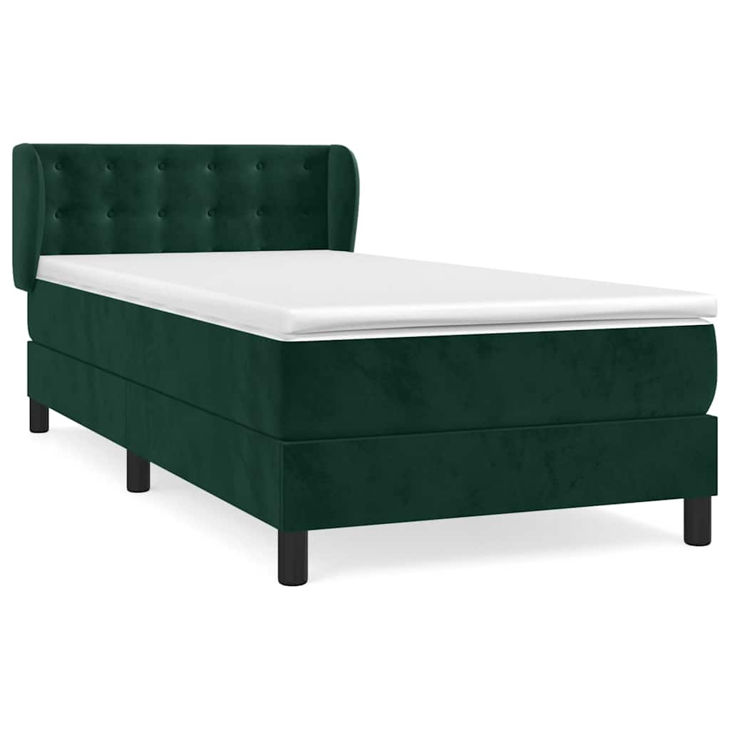 Boxspringbett mit Matratze Dunkelgrün 90x200 cm Samt