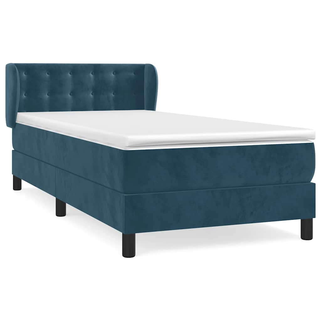 Boxspringbett mit Matratze Dunkelblau 90x200 cm Samt