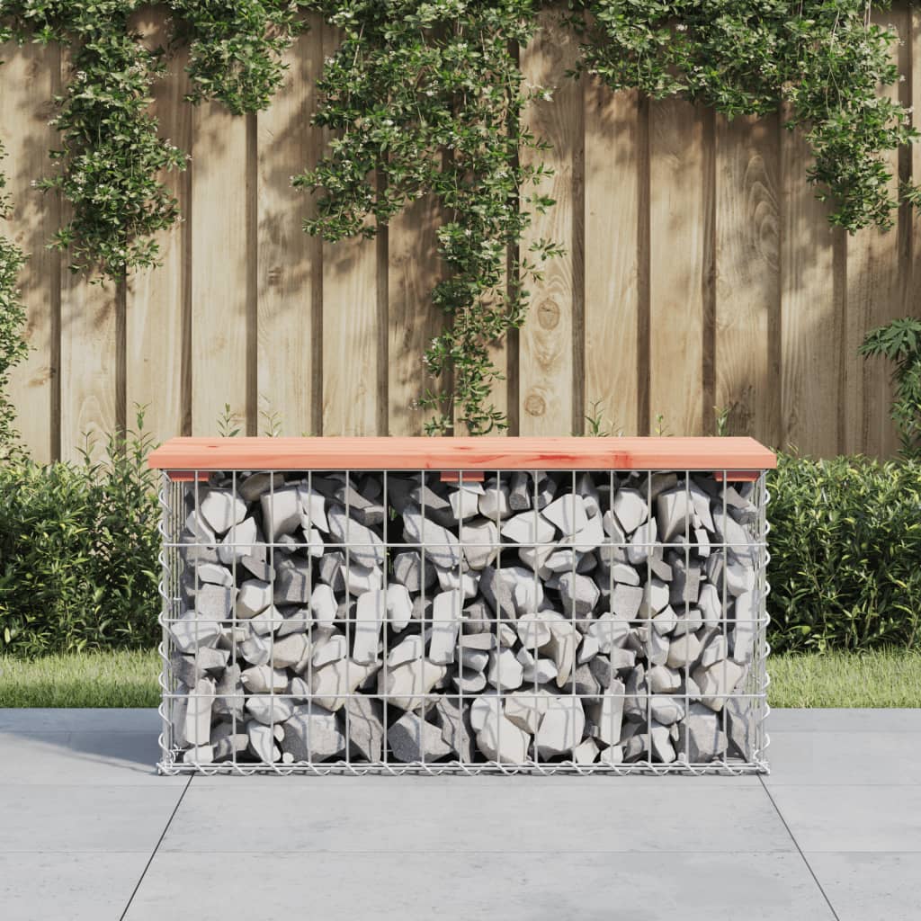 Gartenbank aus Gabionen Massivholz Douglasie