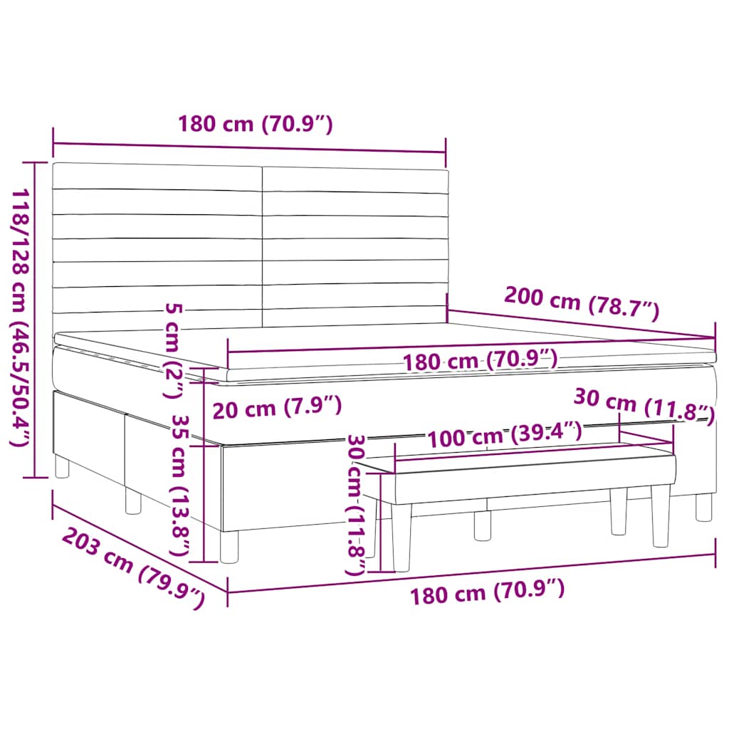 Boxspringbett mit Matratze Blau 180x200 cm Stoff