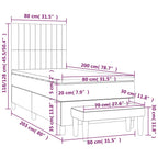 Boxspringbett mit Matratze Hellgrau 80x200 cm Stoff