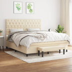 Boxspringbett mit Matratze Creme 160x200 cm Stoff