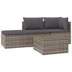 4-tlg. Garten-Lounge-Set mit Kissen Grau Poly Rattan