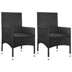 4-tlg. Garten-Lounge-Set mit Kissen Schwarz Poly Rattan