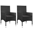 4-tlg. Garten-Lounge-Set mit Kissen Schwarz Poly Rattan
