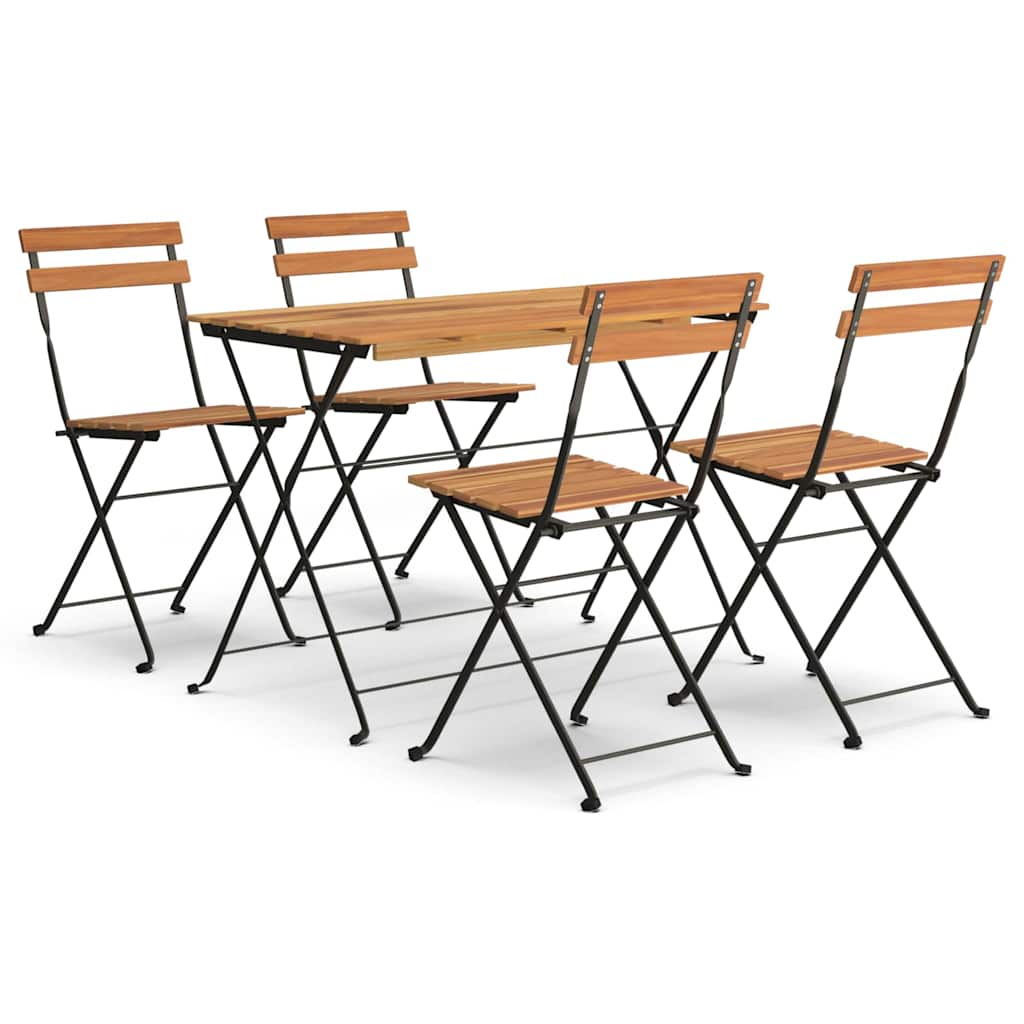 5-tlg. Bistro-Set Klappbar Massivholz Akazie und Stahl